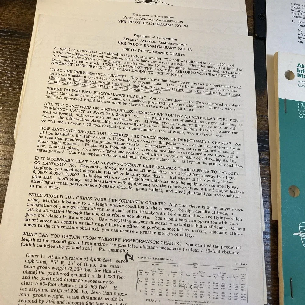 FAA VTG VFR IDR Exam-O-Grams and Airman's Manual 1960s / 1970s Lot ATC Procedure